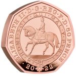 79. 2022 The Platinum Jubilee of Her Majesty The Queen UK 50p Gold Proof Piedfort Coin
