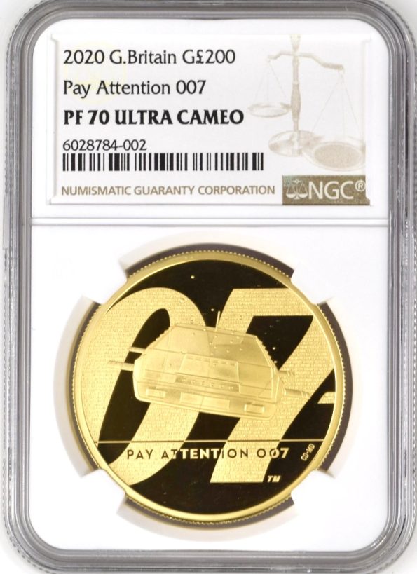 16. 2020 GOLD PROOF JAMES BOND PAY ATTENTION £200