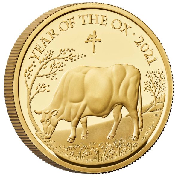 27. 2021 Lunar Year of the Ox United Kingdom One Ounce Gold Proof Coin
