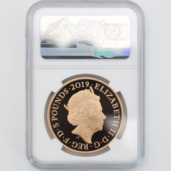 5.2 2019b GOLD PROOF FIVE POUNDS LEGEND OF RAVENS TOWER OF LONDON