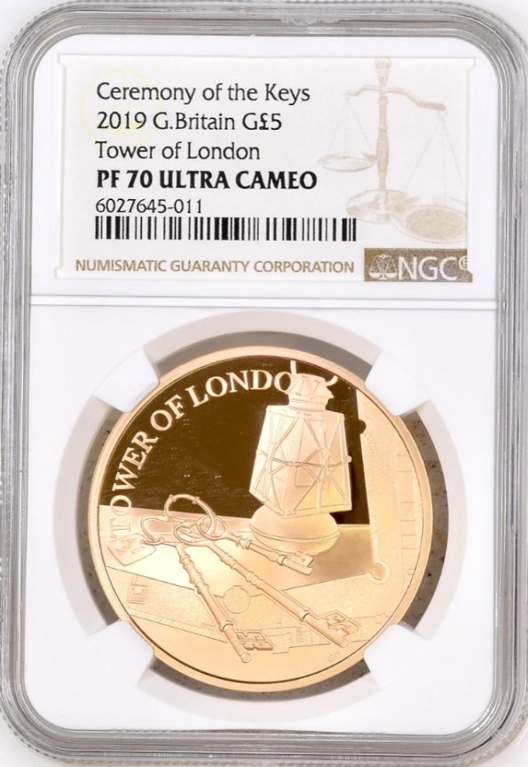 8. 2019 TOWER OF LONDON SERIES, CEREMONY OF THE KEYS GOLD PROOF £5